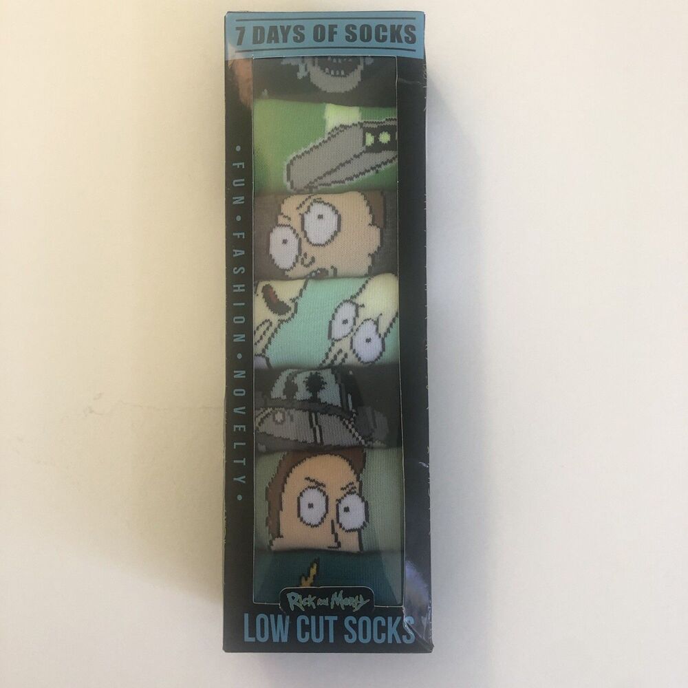 Rick & Morty 7 Days Of Socks Low Cuts Gift Set Size 6-12